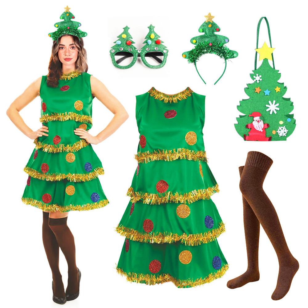 

Christmas Tree Cosplay Costume For Women With Polyester And Nylon Material Suitable For Festive Events L