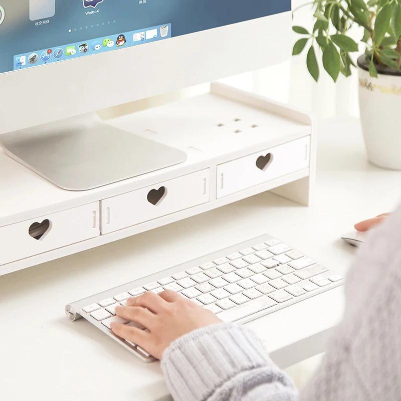 Monitor Laptop Wood Stand Multiple Styles 3 Drawers Computer Support Monitor Riser Holder Desktop Shelf Bedroom Table Shelf