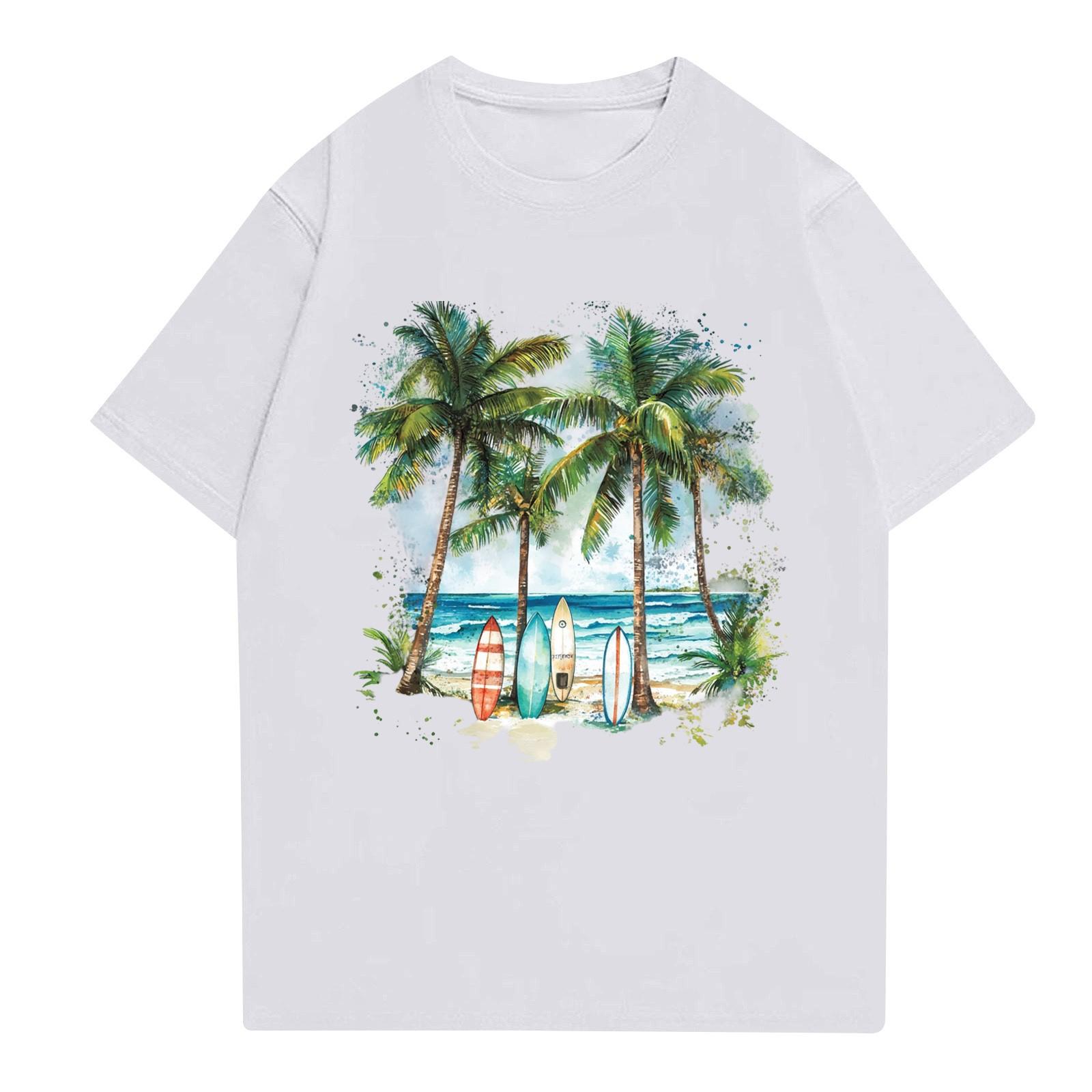 

Женская повседневная футболка с круглым вырезом и короткими рукавами с принтом XXL белый