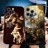 Renaissance Ästhetik Kunst Malerei Weiche Handyhülle für iPhone 16 16E 17 Air 15 Pro Max 14 Plus 13 Mini 11 12 7 Schwarze Hülle Rückseite