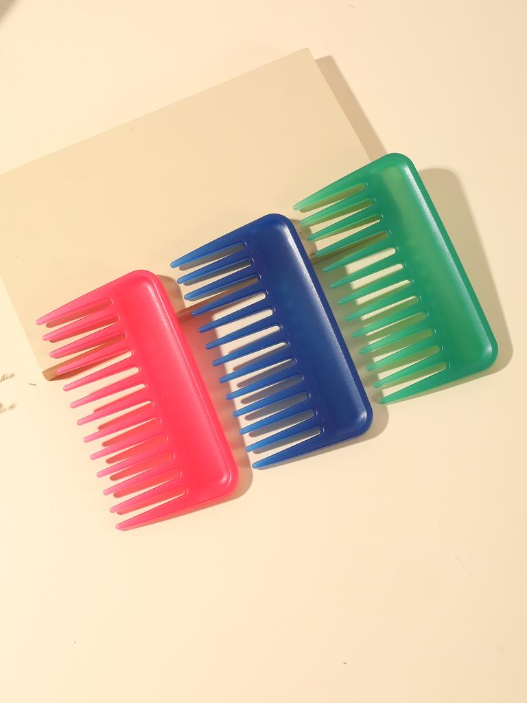 3pcs/set large tooth heat-resistant large tooth wide comb exfoliating hair comb multi-color flat comb Special for real hair wigs