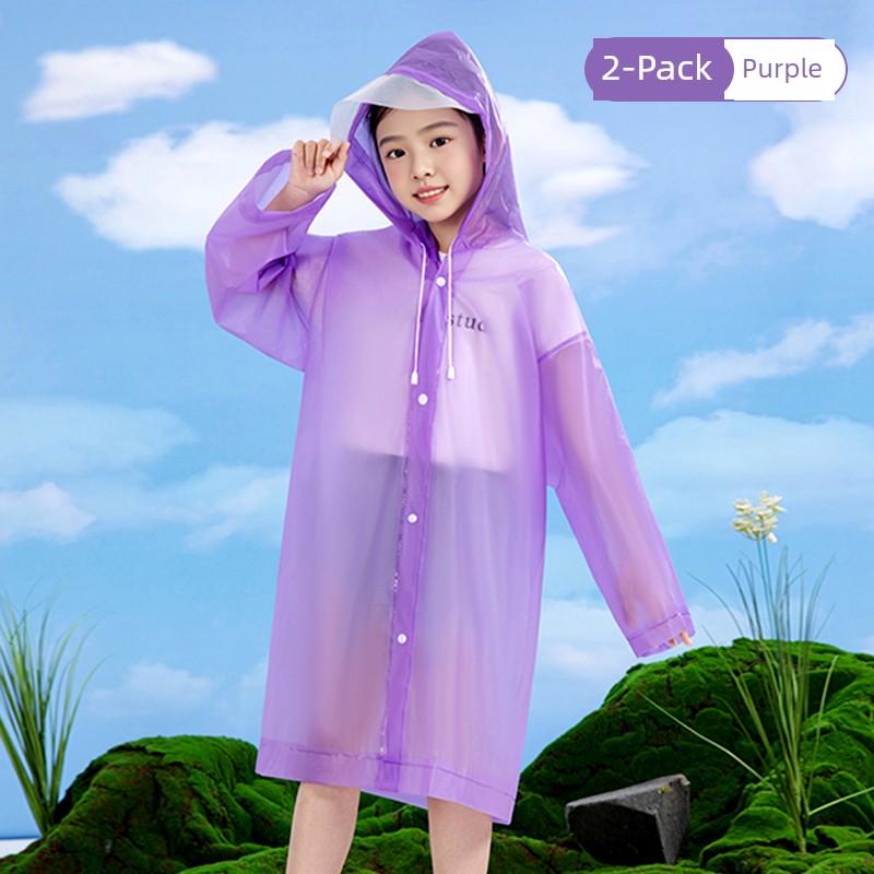 Dingqing Children's Outdoor Disposable Raincoat, Waterproof, Thickened, Hooded, Portable, Extended Length, White Rain Poncho, Storm-Proof
