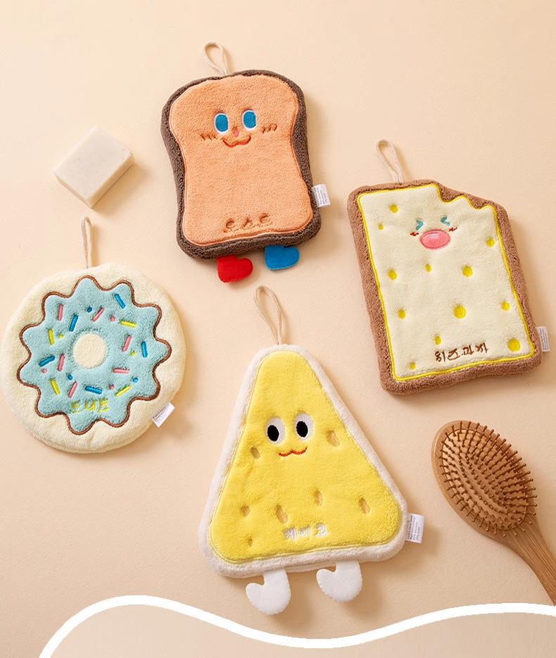 Free Shipping: Korean Style Cartoon Hand Towel - Absorbent, Quick-Drying Coral Fleece for the Kitchen