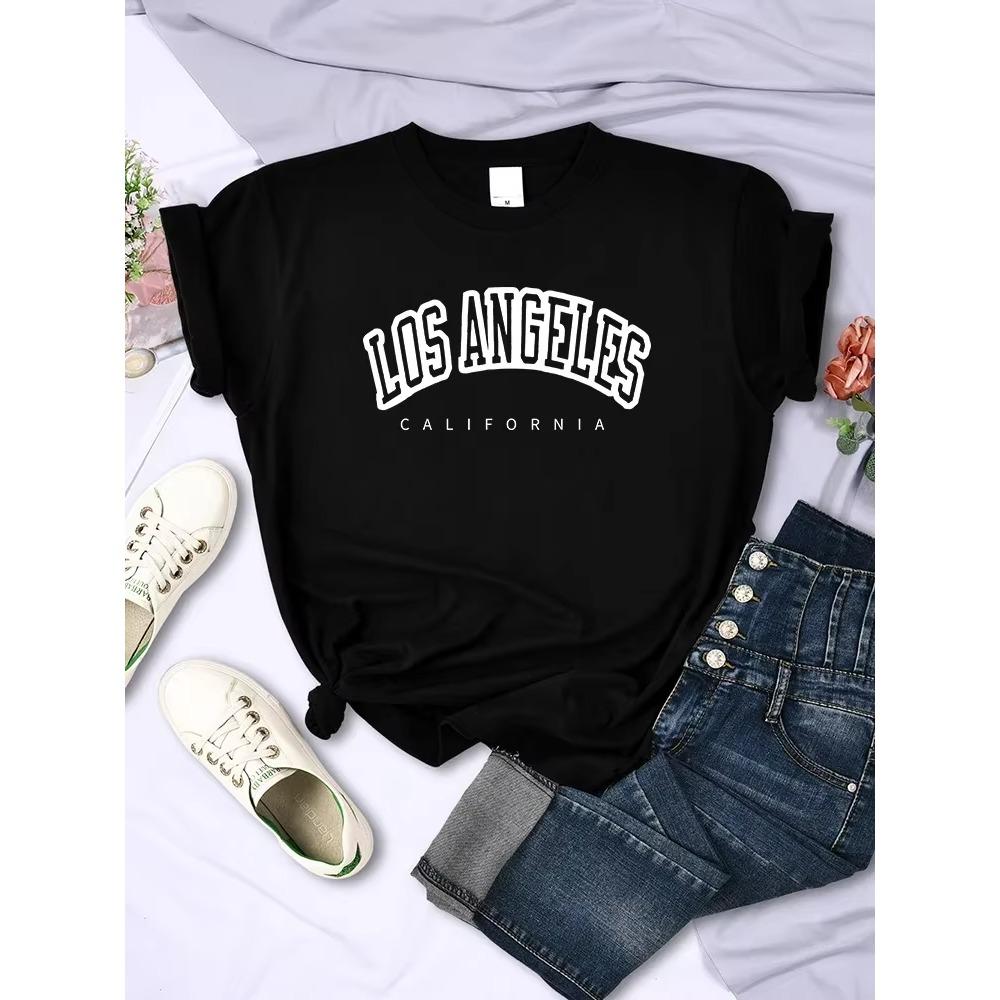 Fashion Los Angeles California Funny Letter Print Womens T-Shirt Street Breathable Short Sleeve Casual Clothes Summer Tshirts