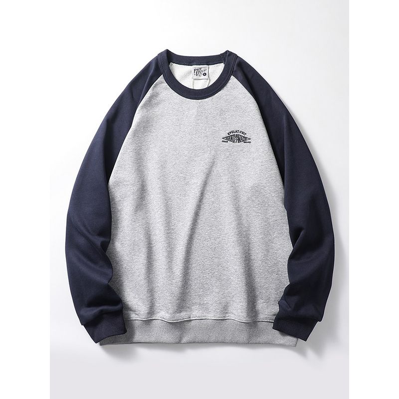 Contrast Color Raglan Terry Spring and Autumn Export Casual Embroidery