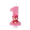 Cartoon Pink Bear Birthday Number Candles Cake Decoration