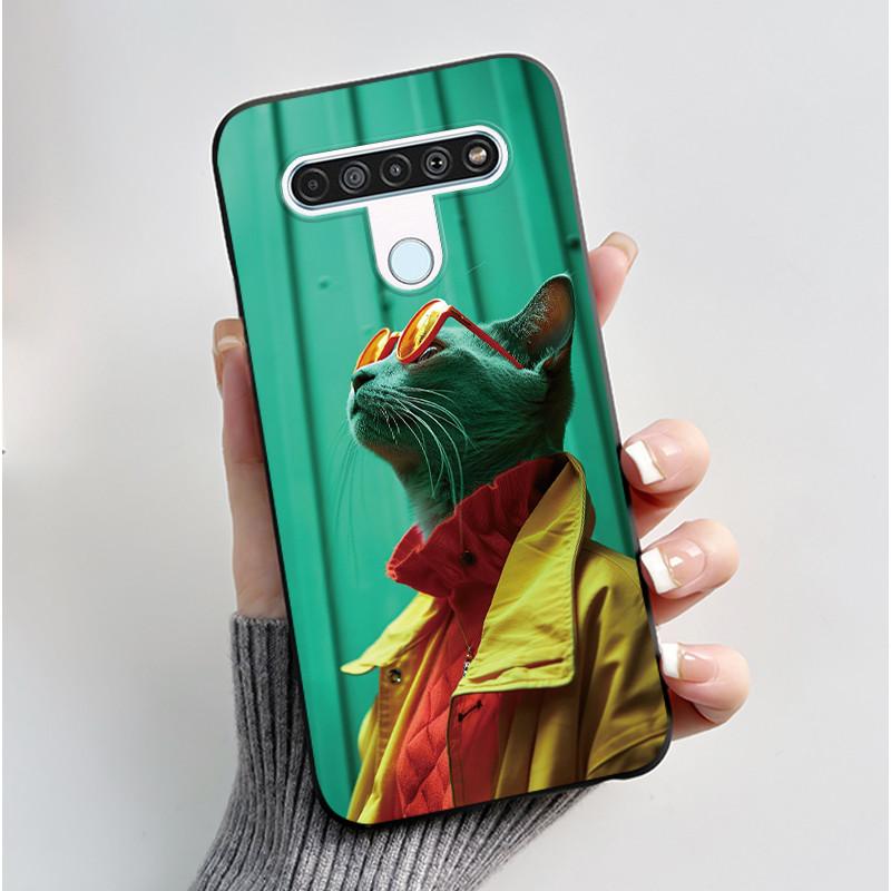 Cute Case For LG Q61 Capa For LG K61 Coque For LG Q70 Fundas Printing Shell Protective Cover Soft Silicone Cartoon Black Casing