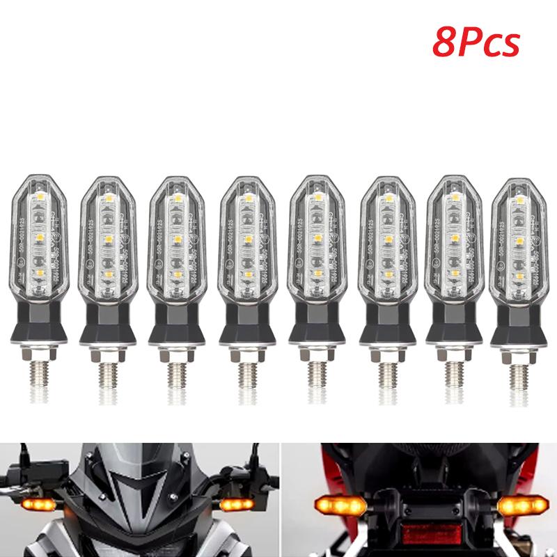 Motorcycle LED Turn Signal Lights 8mm Mini Flashing Light For Honda CBR500R CBR650F CB500X CRF250L MSX125 12V Moto Indicator