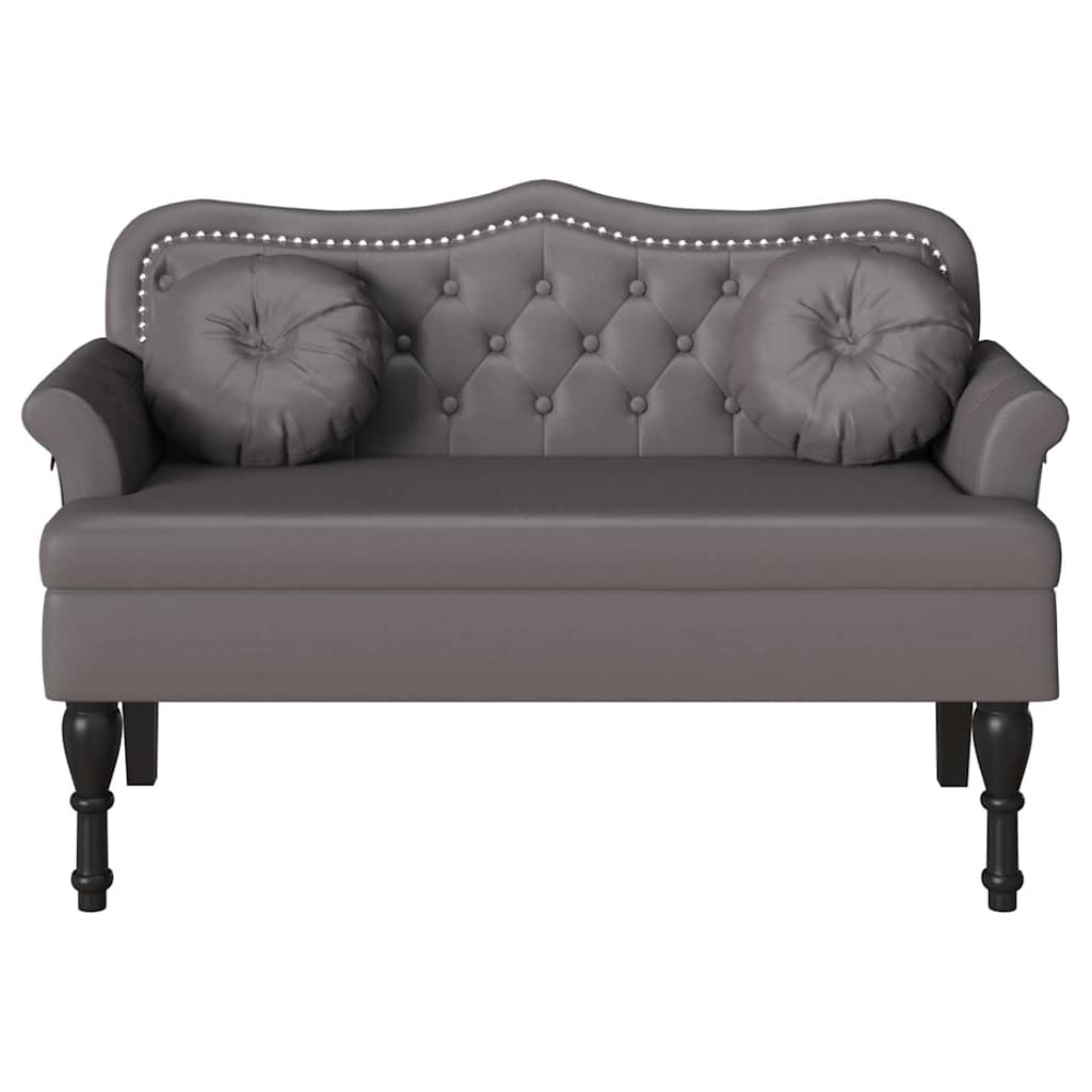 Chesterfield Bench with Cushions Gray 120.5 x 65 x 75 cm Faux Leather