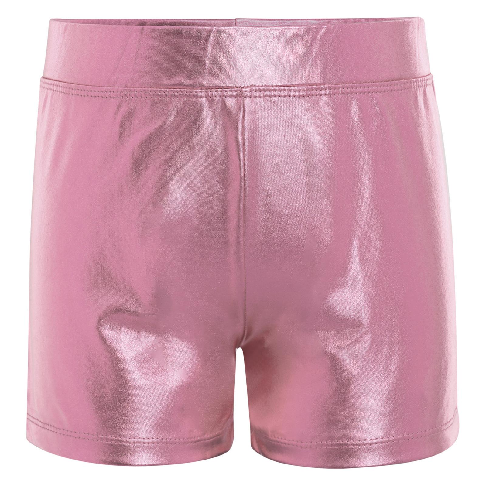 

Girls Metallic Elastic Waistband Shiny Hot Pants Stage Performance Competition Dance Shorts 11-12 Years рожевий