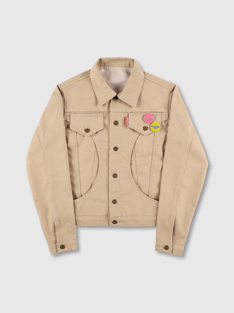 Full Of Ssun Circle Denim Jacket (Beige)