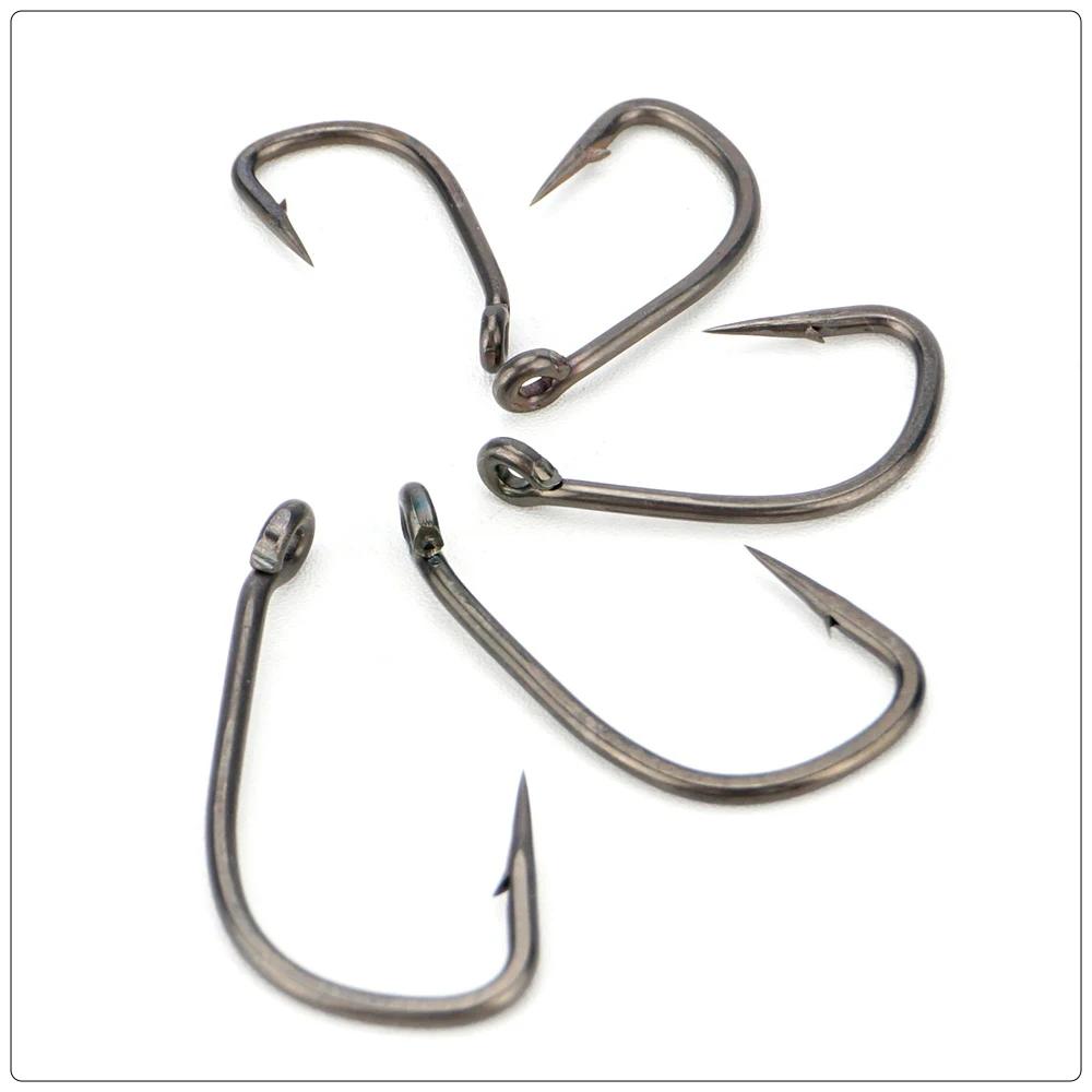 500 Pieces PTFE Coated High Carbon Stainless Steel Barbed Fish Hook With Eye 8027 Carp Fishing Accessories