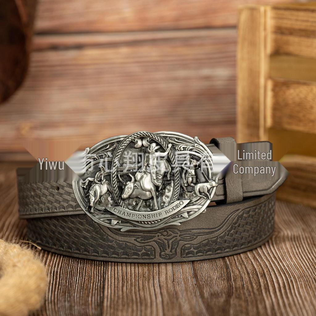 Zinc Alloy Smooth Embossed Retro Cowboy Horse Belt Buckle for Men