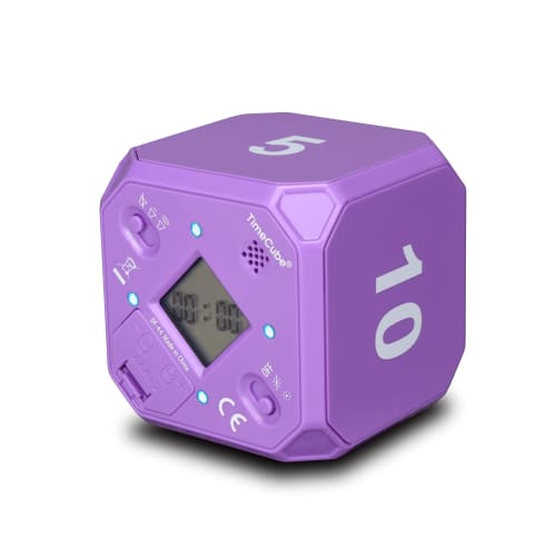TimeCube Plus Preset Timer with 4 LED Lights and Alarms for Time Management and Countdown Settings (Purple - 5, 10, 20, 30 Minutes)