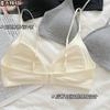 Thin Shoulder Straps French Underwear Women's Seamless Small Breasts Gather Deep V-neck Triangular Cup Thin Steel-free Comfortable Bra Summer