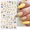 Yellow Mimosa 5D Nail Stickers Embossed Flowers Nails Decals Decor Acrylic Adhesive Sliders Spring Daisy Manicure LA5D-K228