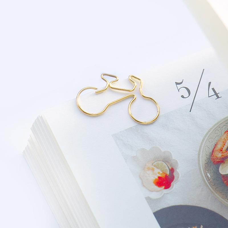100pc Creative Imitation Gold Bicycle Paper Clip Office Stationery Paper Clip Shaped Metal Bicycle Paper Clip