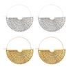 1 Pair Women Earrings Retro Bohemia Style Drop Earrings Fan-Shaped Semicircular Design Distressed Earrings
