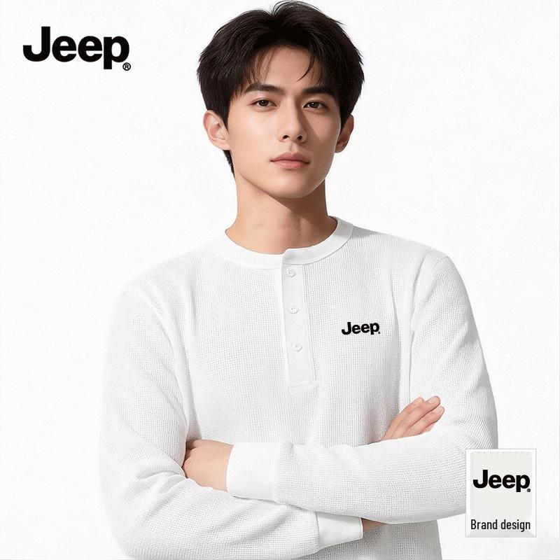 JEEP Men s Waffle Knit Long Sleeve Henley T-Shirt 2XL
