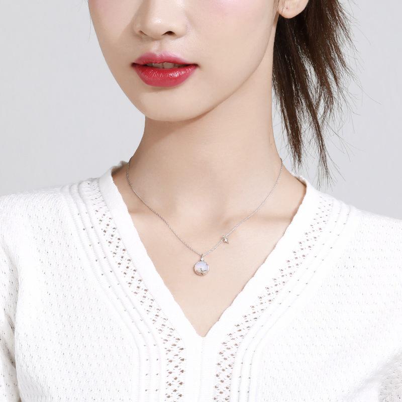 2021 High-End Moonstone Necklace: Pure Silver Luxury Design, Perfect Christmas Gift for Her