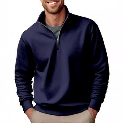 Autumn New Casual Fashion Men's Sweater Solid Color Versatile Stand-up Collar Zipper Top