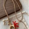 Long Wax Rope Necklace Horse PU Leather Necklace Retro Pony Pendant Necklace  Decoration