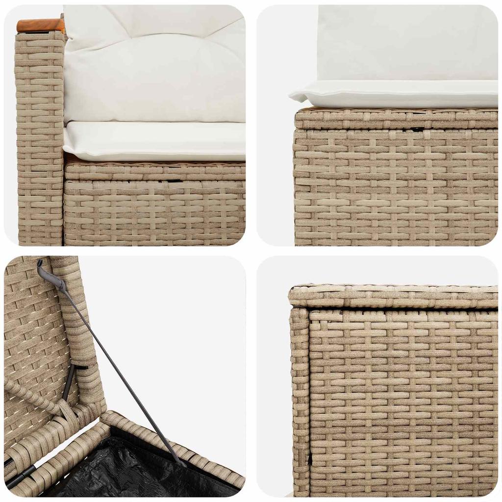 Sofa Set 5 pcs. Beige and Cream White Poly Rattan and Steel