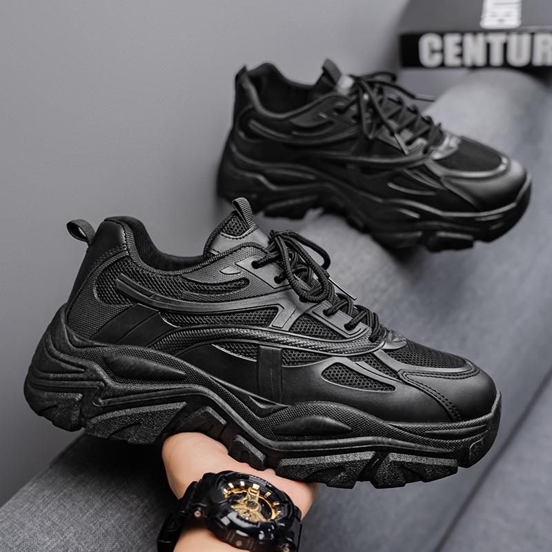 Frühlings Herren Atmungsaktive Weiße Mesh-Sneaker - Trendige Lässige Dad-Schuhe mit Dicker Sohle