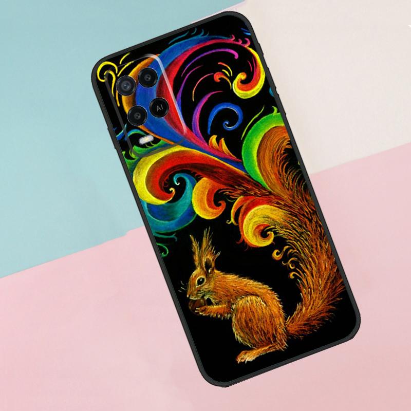Cartoon Animal Squirrel For Oppo A74 A94 A54 A80 A78 A98 A40 A60 A18 A38 A58 A15 A17 A77 A57S A16 A76 A96 Phone Case