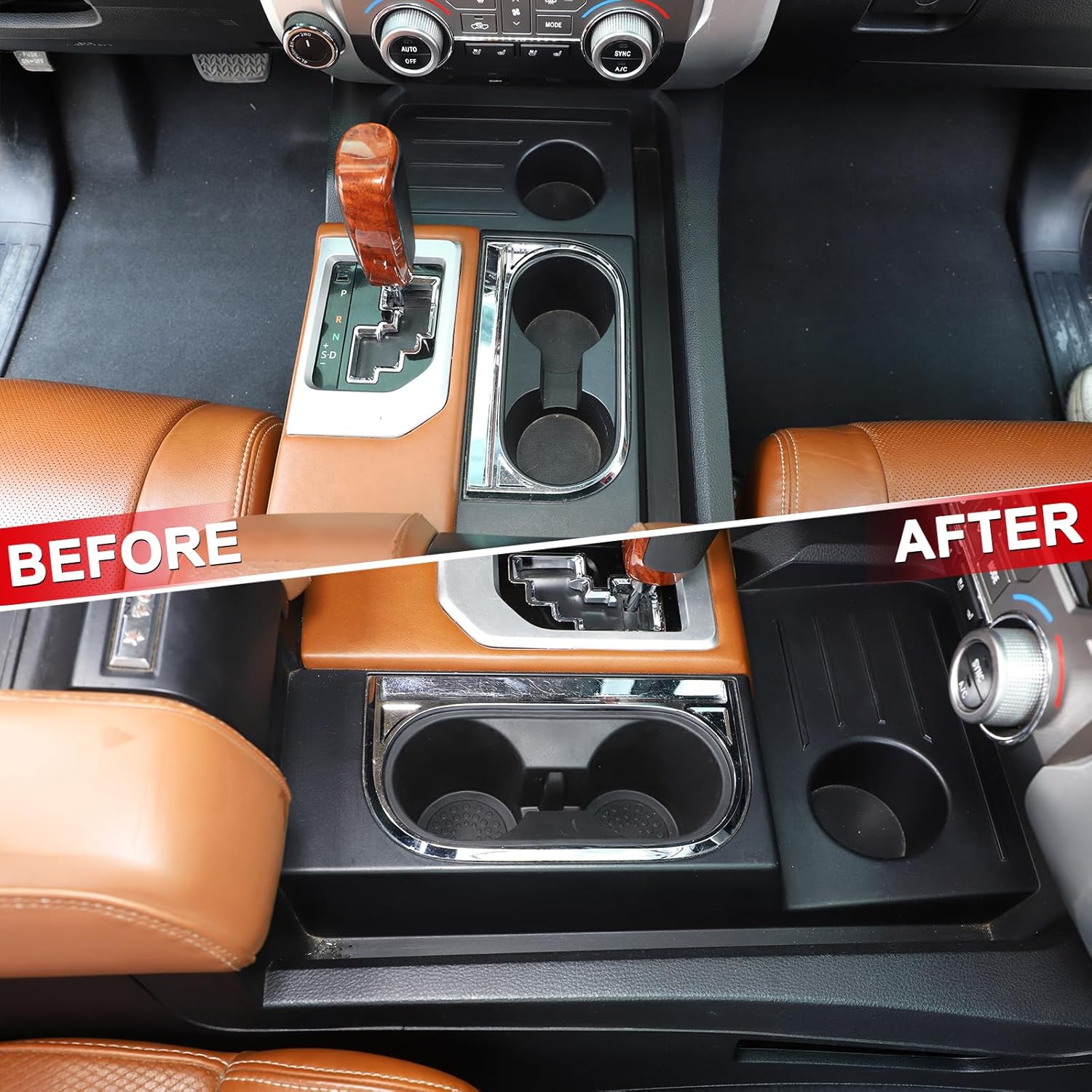 

TPE Cup Holder Coasters Compatible with Toyota Tundra 2014-2021 Accessories, Center Console Non-Slip Cup Holder Insert Coaster Black