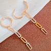 France Style Fashion Jewelry 925 Sterling Silver Chain Drop Tassel Hoop Earring Women 18K Gold Plated Versatile Silver Earring