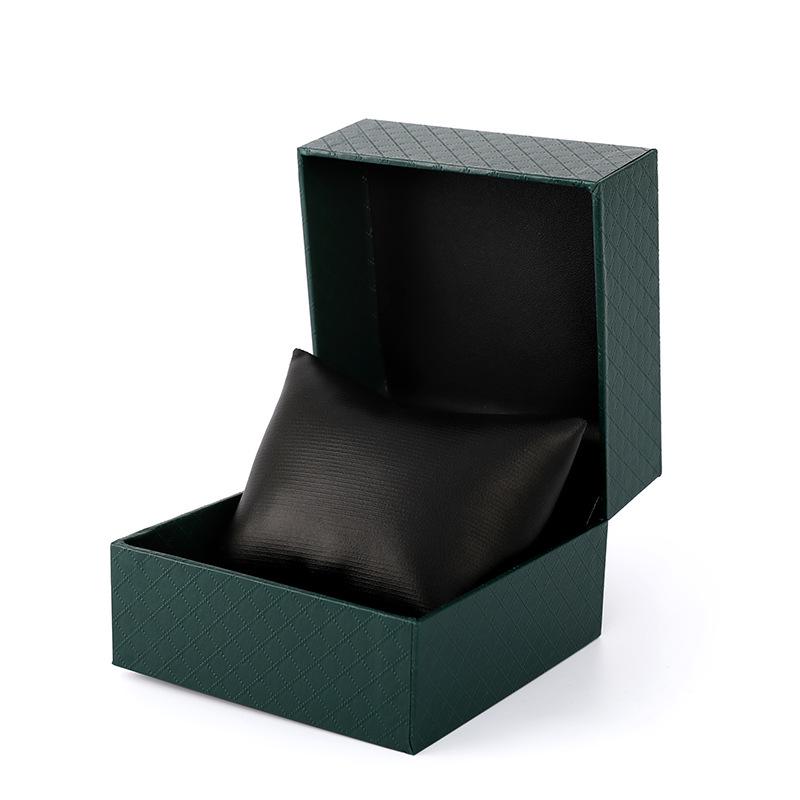 Flip-top Solid Color Jewelry Watch Storage Box with Embossed Design