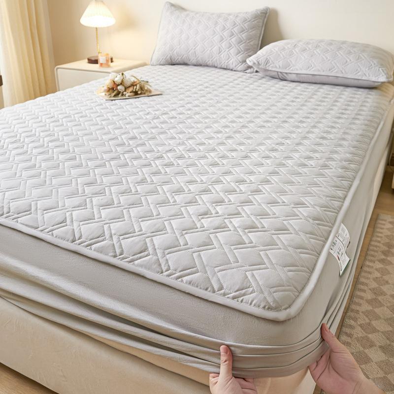 Class A maternal and infant grade solid color mattress three-piece set, cotton padded dust cover, washed cotton non-slip mattress cover
