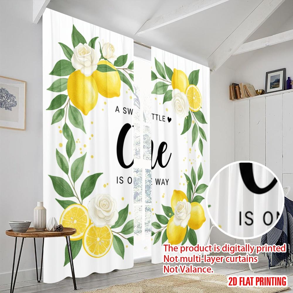 2 Stück 2D Flachdruck Fensterbehandlung Vorhänge Kleiner Zitrone Baby Polyester Ohne Strom Saisonal Party & Feiertag