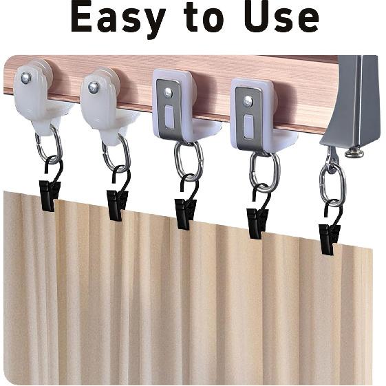 30PCS Small Curtain Clips, Stainless Steel Curtain Hooks Hanging Clips for Drapes, Black for Outdoor String Lights, Camping, Tents, Decoration, DIY,