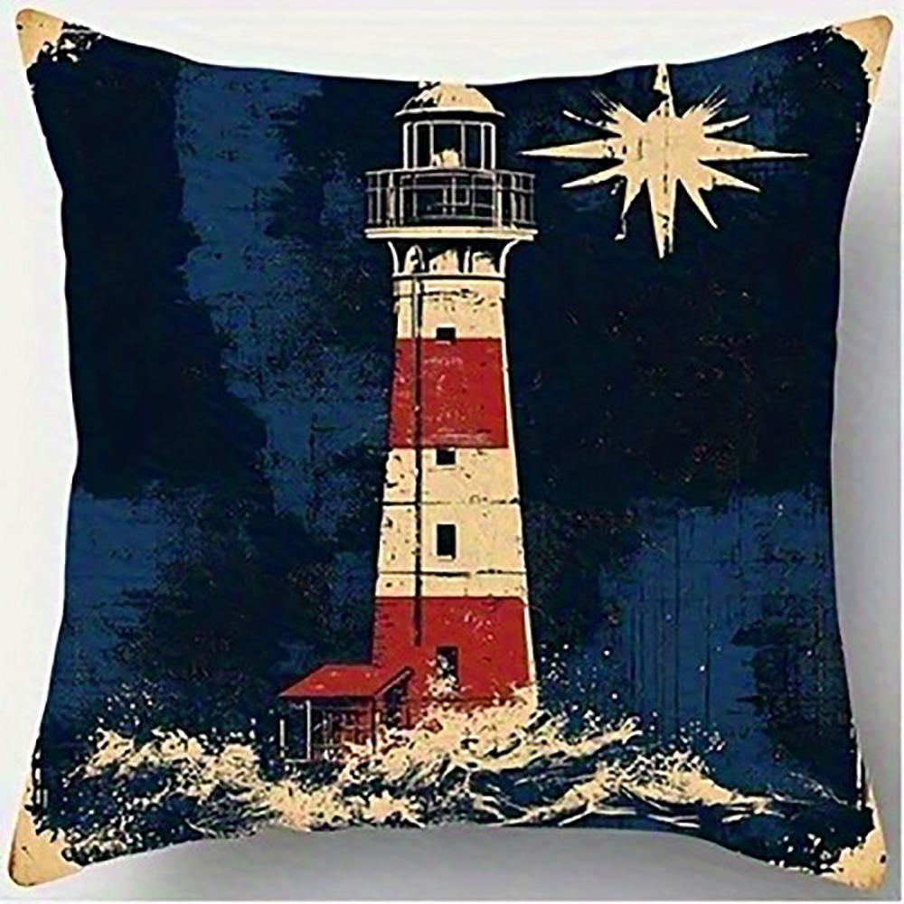 Lighthouse Patterned PillowcaseSuitable for Sofa Car Bedroom Decorative Cushion Cover Pillow Cover