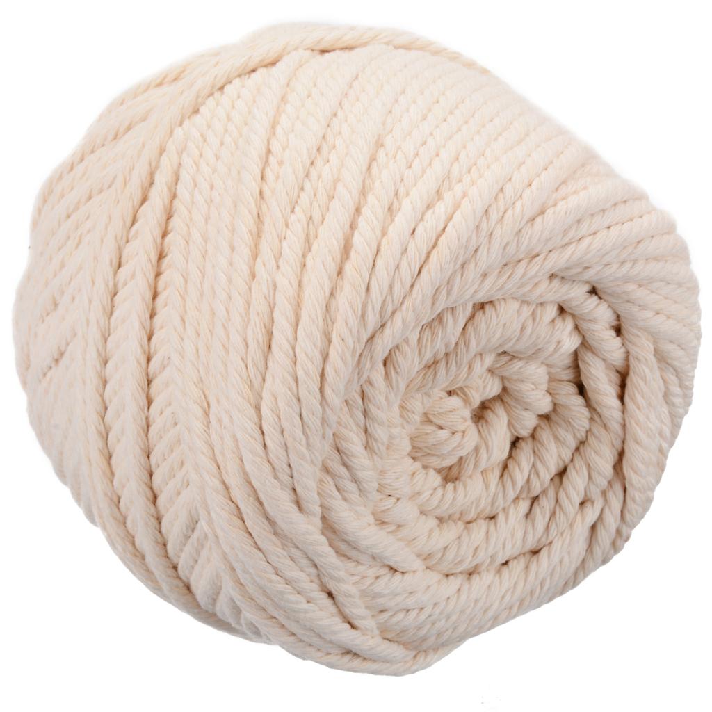 4 mm Baumwoll-Makramee-Seil, naturbeige, gedrehte Kordel, handgefertigt, 100 m