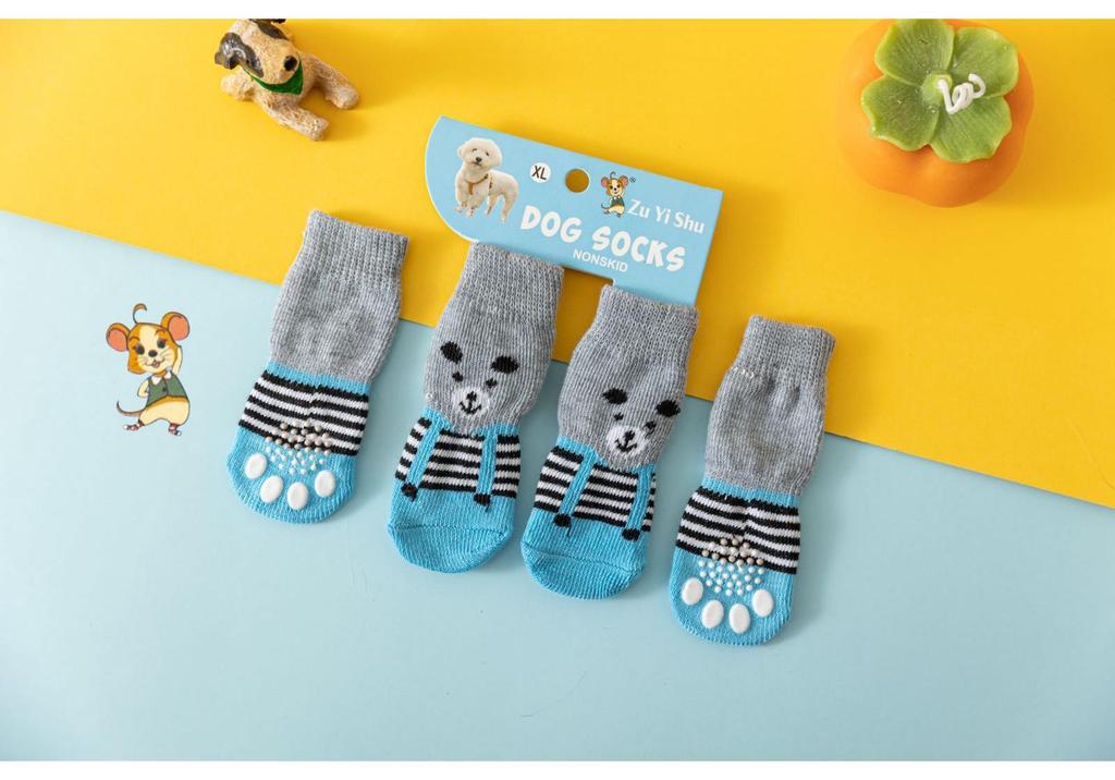 Four Seasons High-Quality Non-Slip Pet Socks for Small Dogs - Cotton Foot Covers for Teddy Dogs