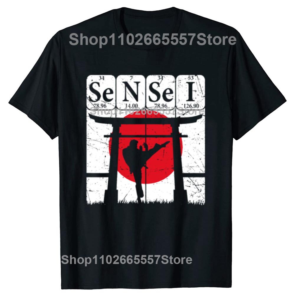 Sensei Periodic Table Martial Arts Japanese Flag Tshirts Unisex Womens Fashion Casual Tshirt 100 Cotton Loose Oversized T Shirt