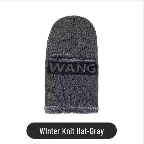 Men's Winter Knitted Hat & Balaclava with Velvet Lining, Windproof & Warm, Ear Protection Cycling Gear