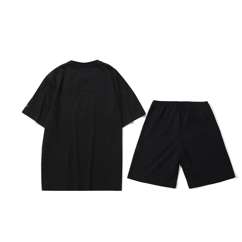 Li Ning American Vintage High Street Fashion Comfortable Simple Solid Color Letter Print Loose Versatile Casual Sports Suit AHSUA05-2+AKSU747-1