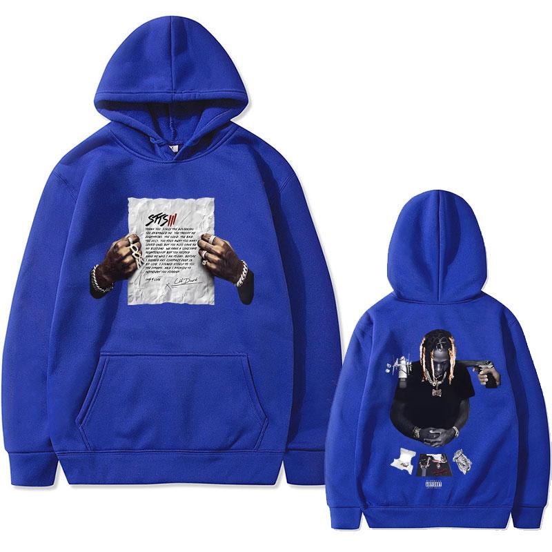 Rapper Lil Durk Doppelseitiger Print Hoodie Herren Cooles Streetwear Herren Hip Hop Mode Sweatshirts Männlich Vintage Übergroße Hoodies