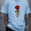 Skeleton Hand Rose Graphic Unisexs Casual Cotton Crew Neck Tshirt Summer Short Sleeve Tee