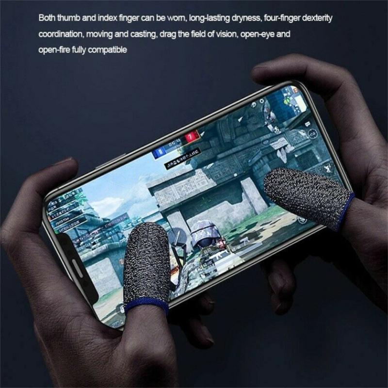 1 Pair Gaming Finger Sleeves 18-pin Ultra-thin Copper Fiber Finger Cots Breathable Fingertips