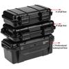 Portable ABS Sealed Toolbox Shockproof Waterproof Equipment Dry Box with Foam Lining Black Camping Storage Box
