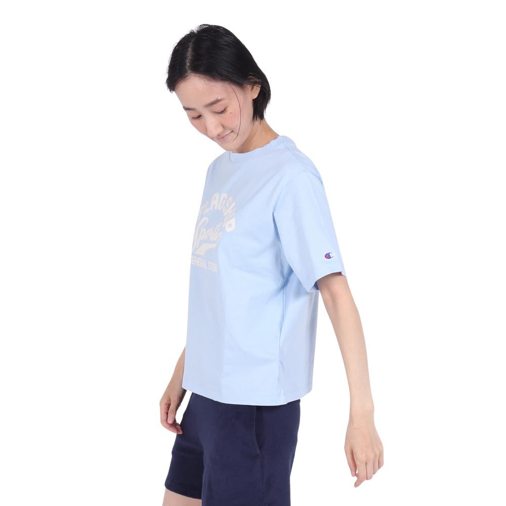 Champion Casual Short Sleeve Light Crew Graphic Women's T-Shirt, Blue, 100% Cotton, Neck, Print, CW-Z319