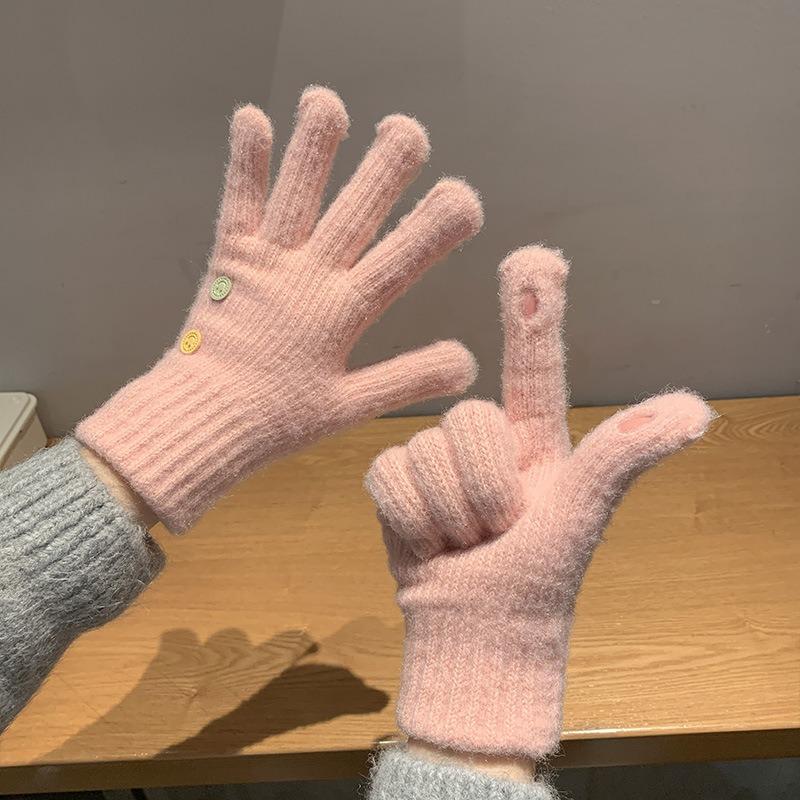 Christmas red finger gloves female winter student cute thickened plush riding warm winter tide