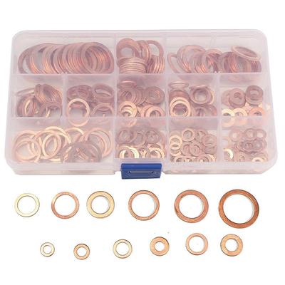280Pcs 12 Sizes Assorted Solid Copper Crush Washers Seal Flat Ring Set With Box