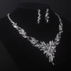 Hochwertige und elegante Brautaccessoires, Hochzeits-Halskette + Paar Ohrringe Set, Brautaccessoires, Brautkleid, Abendparty