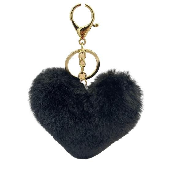 Breloc Inimă Pufoasă Breloc cu Pandantiv Blană Artificială de Iepure Pandantiv pentru Geantă Decorare Chei Mașină Accesoriu Etichetă Bagaj